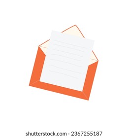 Sobre con letra sobre fondo blanco aislado. Ilustración vectorial estilo plano.