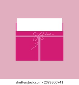 Envelope with letter on pink background. Valentine's Day celebra