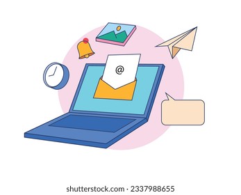 Envelope with letter on screen symbol for newsletter Subscribe. notification, web, deadline