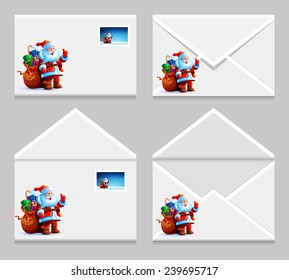 Envelope with a letter with a picture of Santa Claus. Happy New Year. Merry Christmas. Vector. Icon.