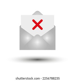 envelope letter red cross. Internet phishing concept. Vector illustration.