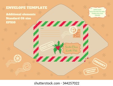 Envelope for letter to Santa with illustration of holly with berries