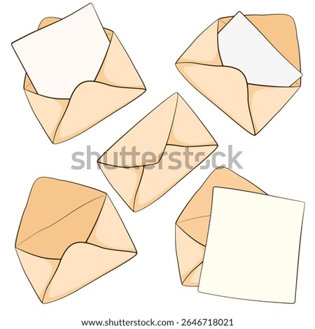 Envelope and Letter Set. Cartoon Postal Theme Illustration