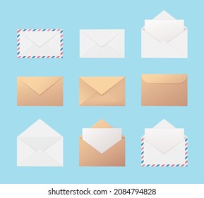 Juego de cartas de sobre. Ilustración vectorial plana de color. 