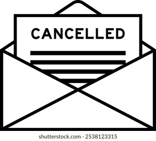 Envelope and letter sign with word cancelled as the headline