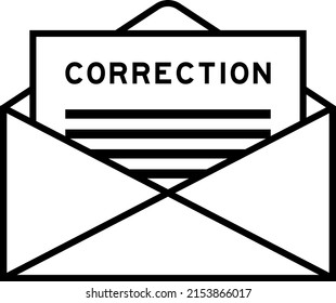 Umschlag und Buchstabenzeichen mit Wortkorrektur als Überschrift