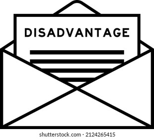 Envelope and letter sign with word disadvantage as the headline