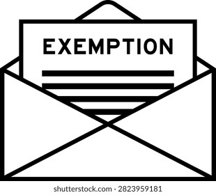 Envelope and letter sign with word exemption as the headline