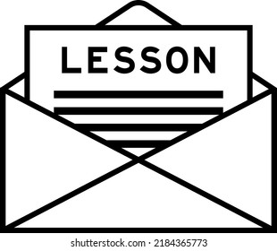 Envelope and letter sign with word lesson as the headline