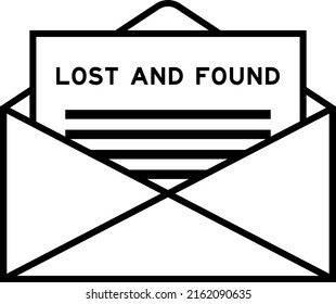 Envelope and letter sign with word lost and found as the headline