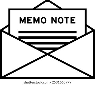 Envelope e sinal de carta com nota de memorando de palavra como título