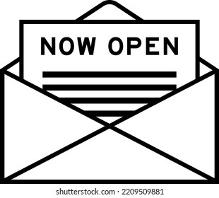 Envelope and letter sign with word now open as the headline
