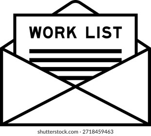 Envelope e sinal de carta com lista de trabalho de palavras como título