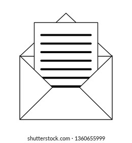 Envelope with letter symbol in black and white