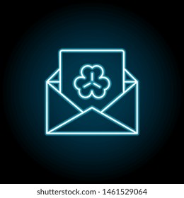 Envelope, letter, trefoil neon icon. Simple thin line, outline vector of Saint Patricks Day icons for UI and UX, website or mobile application