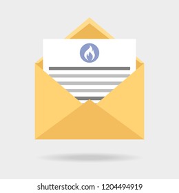 Envelope with a letter from the utility company. Vector illustration. Flat design for business financial marketing banking advertising web concept cartoon illustration.