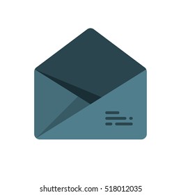 The envelope with the letter. Vector icon. Blue Grey