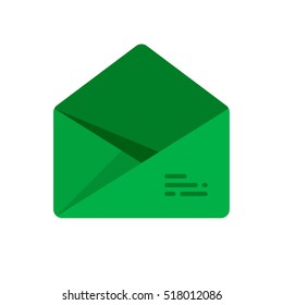 The envelope with the letter. Vector icon. Green