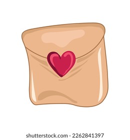 envelope letter vector icon, mail letter with red heart. Elements for romantic design. Isolated object on white background. clipart. vector illustration