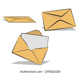 envelope with a letter and without. vector illustration.