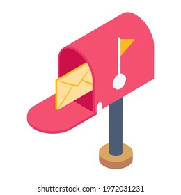 Envelope with letterbox, editable isometric icon 