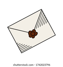 Envelope for letters isolated on a white background. Illustration in a simple flat style. It can be used for decoration of textile, paper and other surfaces.