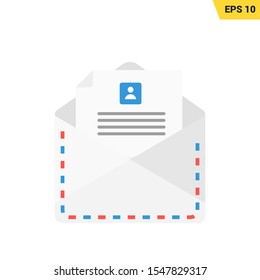 envelope with letters and photo icon in flat style