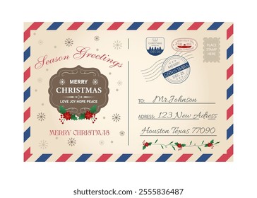 Envelope for letters for Santa Claus. Mail for letters for new year and Christmas. Vector illustration.	