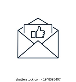 Envelope, like. The concept of a letter of recommendation, feedback, consent. Vector icon isolated on white background.