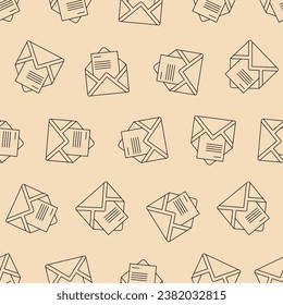 Envelope line art seamless pattern. Suitable for backgrounds, wallpapers, fabrics, textiles, wrapping papers, printed materials, and many more. Editable vector.