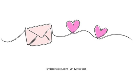 envelope line art style. love letter line art style vector illustration