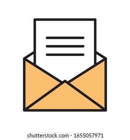 Diseño de iconos de línea de sobres y estilo de relleno, carta de correo electrónico de mensaje tarjeta de comunicación de marketing y tema del documento Ilustración del vector