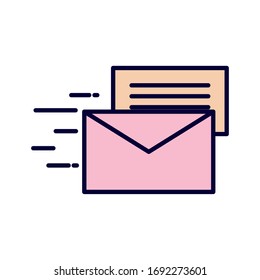 Diseño de iconos de línea de sobres y estilo de relleno, carta de correo electrónico de mensaje tarjeta de comunicación de marketing y tema del documento Ilustración del vector