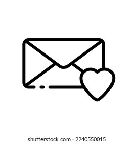 Envelope line icon. Data, communication, file sharing, heart, love note, confession, relationship, attached letter, messenger, information, online. communication concept. Vector black line icon