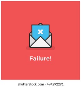 Envelope (Line Icon in Flat Style Vector Illustration Design) With Failure Cross Inside
