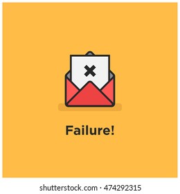 Envelope (Line Icon in Flat Style Vector Illustration Design) With Failure Cross Inside
