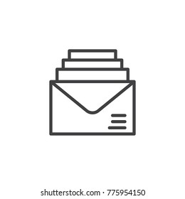 Envelope line icon, outline vector sign, linear style pictogram isolated on white. Mail symbol, logo illustration. Editable stroke