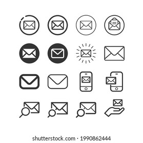 Envelope line icon set. E-Mail, Message symbol