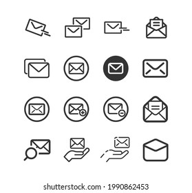 Conjunto de iconos de la línea de sobre. Correo electrónico, símbolo de mensaje