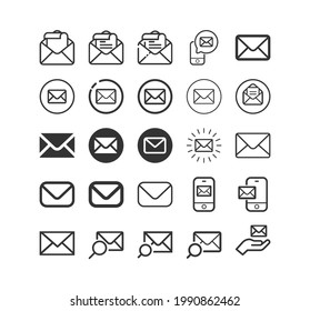Envelope line icon set. E-Mail, Message symbol