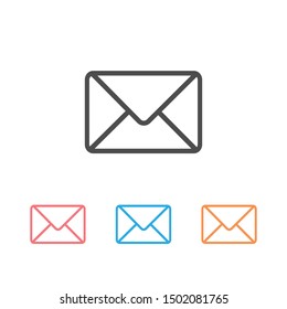 Envelope line icon set on white. Vector