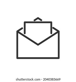 Envelope line icon, sign or symbol. Premium pictogram in trendy outline style. Envelope pixel perfect vector icon isolated on a white background. 