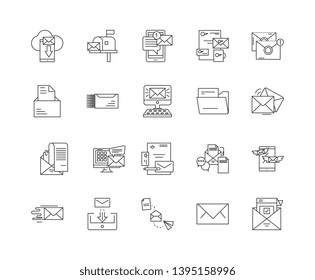 Envelope line icons, signs, vector set, outline illustration concept 