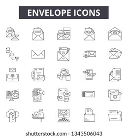 Envelope line icons for web and mobile design. Editable stroke signs. Envelope  outline concept illustrations