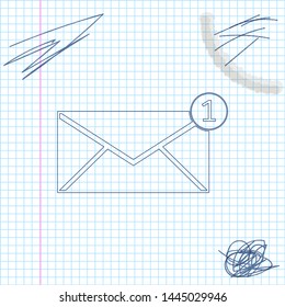 Envelope line sketch icon isolated on white background. Received message concept. New, email incoming message, sms. Mail delivery service. Vector Illustration