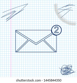 Envelope line sketch icon isolated on white background. Received message concept. New, email incoming message, sms. Mail delivery service. Vector Illustration