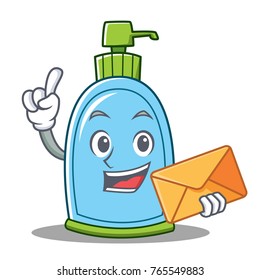 With envelope liquid soap character cartoon