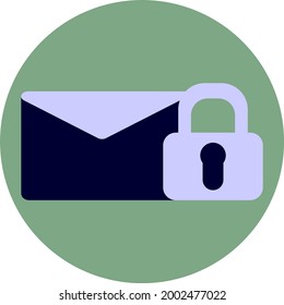 Envelope with lock, illustration, vector on a white background.