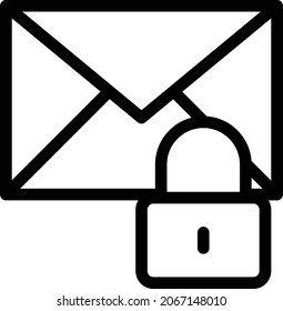 envelope lock vector thin line icon