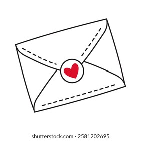 Envelope with Love letter doodle style Hand drawn trendy flat style love isolated icon symbol of love for web graphic design poster tattoo Valentines Day Greeting card line art Vector illustration